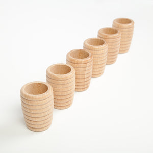 GRAPAT Beehive Cups x 6 Natural wood (divisible pack)/ Honeycomb beakers - playhao - Toy Shop Singapore