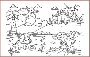 COLOUR ME MATS Land of Dinosaurs (Colouring Mat Only) - playhao - Toy Shop Singapore