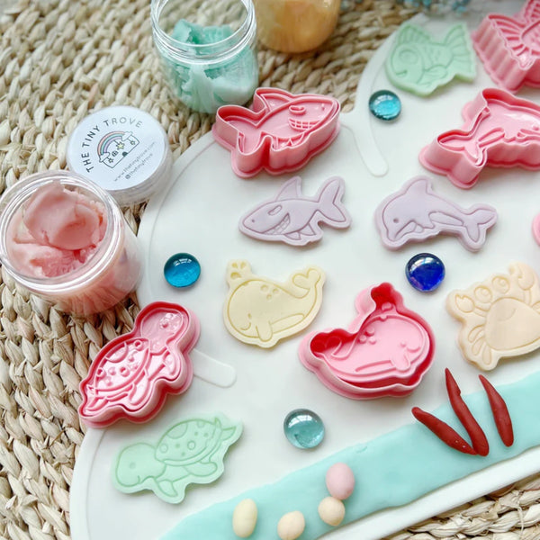 T.TINY TROVE Cutter & Play Dough Party Pack - Sea Animal - playhao - Toy Shop Singapore