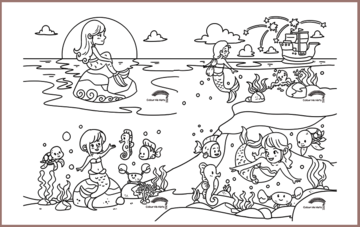 COLOUR ME MATS Mermaid on a Rock (Colouring Mat Bundle) - playhao - Toy Shop Singapore