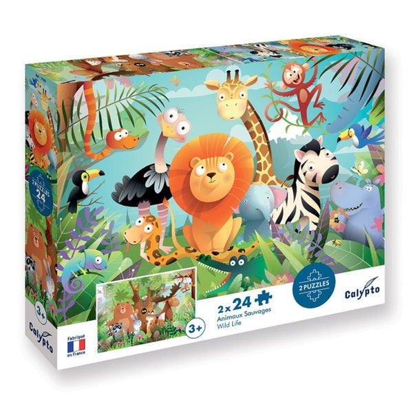 CALYPTO Puzzle 2*24 P - Animaux Sauvages - playhao - Toy Shop Singapore