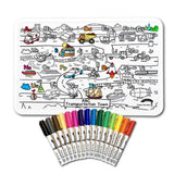 COLOUR ME MATS ABC Transportation Town (colouring Mat Bundle) - playhao - Toy Shop Singapore