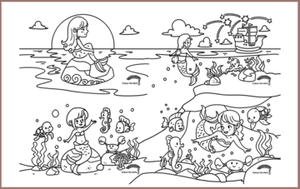 COLOUR ME MATS Mermaid on a Rock (Colouring Mat Bundle) - playhao - Toy Shop Singapore
