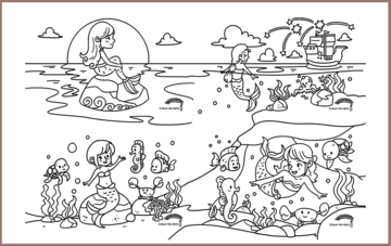 COLOUR ME MATS Mermaid on a Rock (Colouring Mat Bundle) - playhao - Toy Shop Singapore