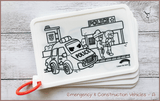 COLOUR ME MATS Emergency & Construction Vehicles (Colouring Mat Bundle)