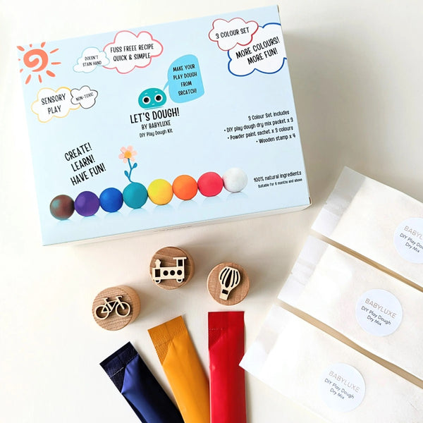 GENTLE HUES DIY Play Dough Kit 3 Colour (Red-Blue-Yellow) with 4 stamps