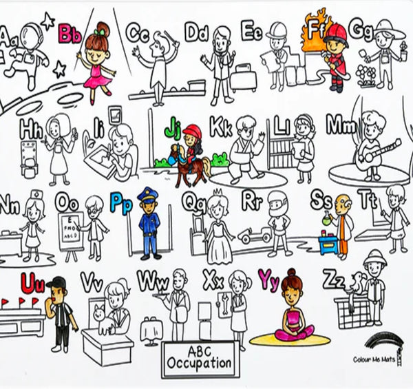 COLOUR ME MATS ABC Occupations (colouring Mat Bundle) - playhao - Toy Shop Singapore