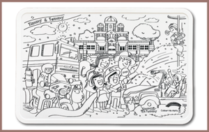 COLOUR ME MATS Timmy & Tammy At Central Fire Station (Colouring Mats Bundle) - playhao - Toy Shop Singapore