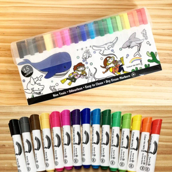 COLOUR ME MATS 15pc Broad Tip Whiteboard Markers - playhao - Toy Shop Singapore