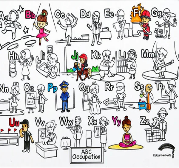 COLOUR ME MATS ABC Occupations (colouring Mat Bundle) - playhao - Toy Shop Singapore
