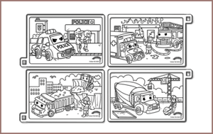 COLOUR ME MATS Emergency & Construction Vehicles (Colouring Mat Bundle) - playhao - Toy Shop Singapore