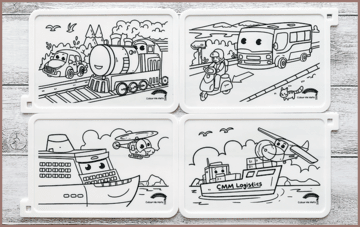 COLOUR ME MATS Passenger & Logistics Vehicles (Colouring Mat Bundle) - playhao - Toy Shop Singapore