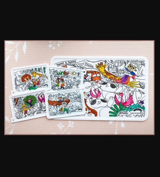 COLOUR ME MATS Timmy & Tammy Rediscovering our Wildlife Reserves & Exploring our Four Wildlife Parks (Duo Colouring Mats Bundle) - playhao - Toy Shop Singapore