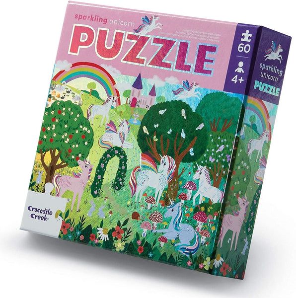 CROCODILE CREEK 60-Pc Foil Puzzle - Sparkling Unicorn - playhao - Toy Shop Singapore