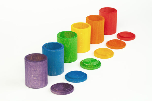 GRAPAT Cups Coloured with lid - 6 Rainbow