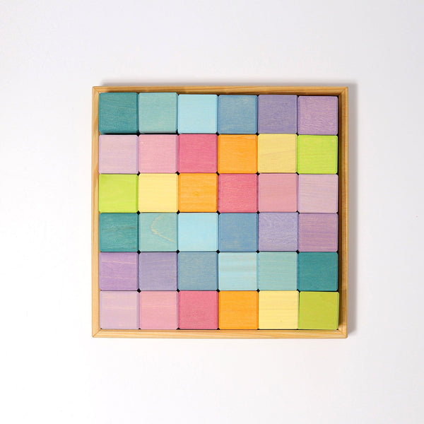 GRIMM'S Square, 36 Cubes, pastel - playhao - Toy Shop Singapore