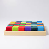 GRIMM'S square, 36 cubes, rainbow (Rainbow Mosaic) - playhao - Toy Shop Singapore