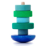GRIMM'S wobbly stacking tower, blue - green (*) - playhao - Toy Shop Singapore