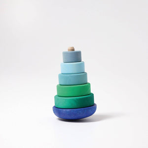 GRIMM'S wobbly stacking tower, blue - green (*) - playhao - Toy Shop Singapore
