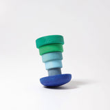 GRIMM'S wobbly stacking tower, blue - green (*) - playhao - Toy Shop Singapore