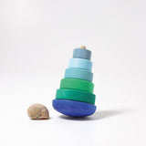 GRIMM'S wobbly stacking tower, blue - green (*) - playhao - Toy Shop Singapore