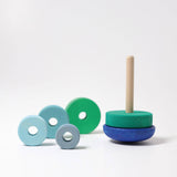 GRIMM'S wobbly stacking tower, blue - green (*) - playhao - Toy Shop Singapore